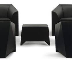 MARIO BELLINI MB1 MOULDED PLASTIC CHAIR AND OTTOMAN